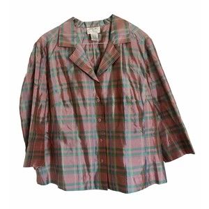 Vision Apparel Plaid Shimmer 3X Blouse